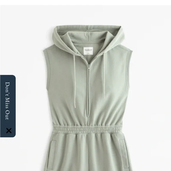 Abercrombie & Fitch Sage Green Fleece Hooded Romper - Picture 5 of 5